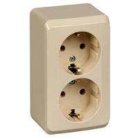 Этюд кремовый розетка открытая 2-мест заземление IP20 