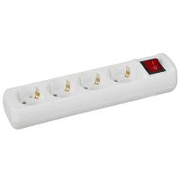 Колодка 4-мест 16А белый пластик заземление выкл IP20 ЭРА ABS-пластик