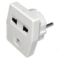 Переходник 16А белый квадрат Rexant