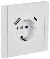 Фортепиано белый розетка скрытая 1-мест заземление шторки USB IP20 