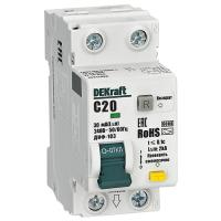 Дифавтомат 2Р 20А C тип AC 30мА 6кА 2мод ДИФ-103 DEKraft