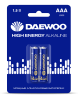 Батарейка AAA(мизинчик) алкалиновая BL2 Daewoo HIGH ENERGY