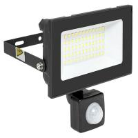Прожектор свд 50Вт 6500К 4000лм черный IP65 110° Luma EKF датчик движения