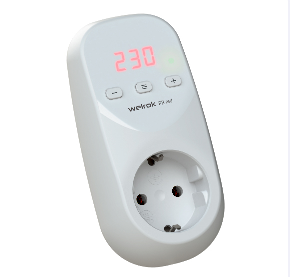 Реле напряжения 1ф 16А в розетку PR red Welrok