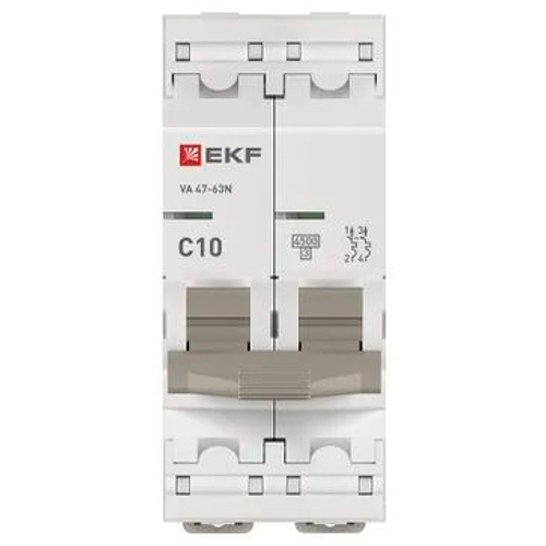 Автомат 2Р 10А C 4,5кА ВА47-63N EKF PROxima