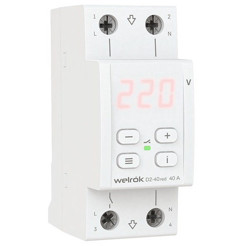 Реле напряжения 1ф 40А 2мод D2-40 Welrok 