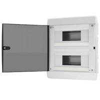 Бокс 18мод встраиваемый белый черная прозрачная дверь IP41 CVK Tekfor 