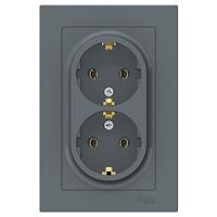 Атлас грифель розетка скрытая 2-мест заземление IP20 