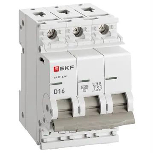 Автомат 3Р 16А D 4,5кА ВА47-63N EKF PROxima