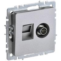 Брайт алюминий розетка RJ45+TV оконечная скрытая 2-ая 