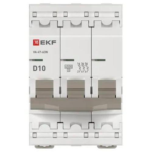 Автомат 3Р 10А D 4,5кА ВА47-63N EKF PROxima