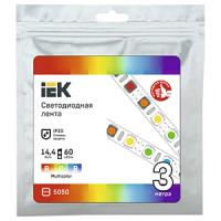 Лента свд 12В 14,4Вт/м 60свд/м RGB 5050 IP20 IEK 3м