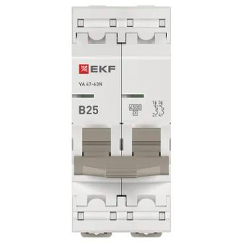 Автомат 2Р 25А B 4,5кА ВА47-63N EKF PROxima