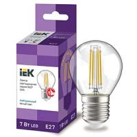 Лампа свд 220В E27 7Вт 4000К 840лм шар G45 прозрачная филамент IEK