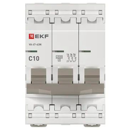 Автомат 3Р 10А C 4,5кА ВА47-63N EKF PROxima