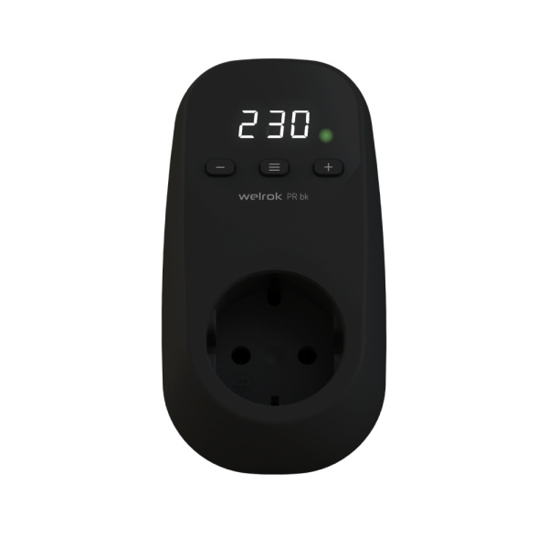 Реле напряжения 1ф 16А в розетку PR Welrok black