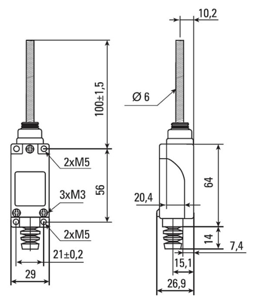 Выключатель концевой гибкий пружинный стержень IP65 TZ-8167 EKF 