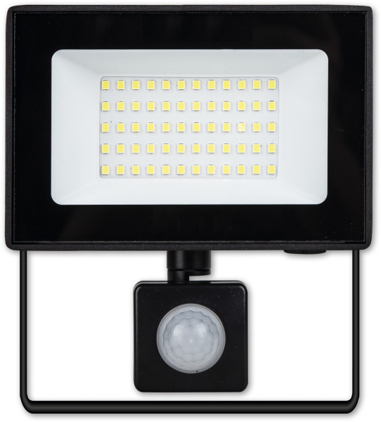 Прожектор свд 50Вт 6500К 4000лм черный IP65 110° Luma EKF датчик движения
