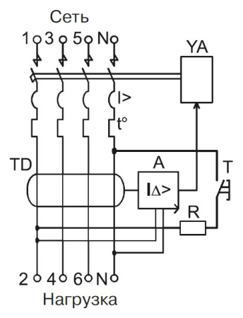 Дифавтомат 4Р 63А C 30мА 4,5кА АД14 5мод IEK