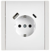 Фортепиано белый розетка скрытая 1-мест заземление шторки USB IP20 
