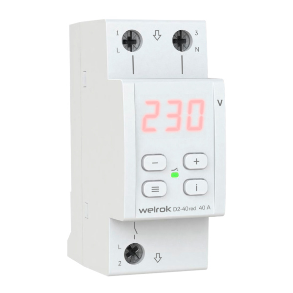 Реле напряжения 1ф 40А 2мод D2-40 Welrok 